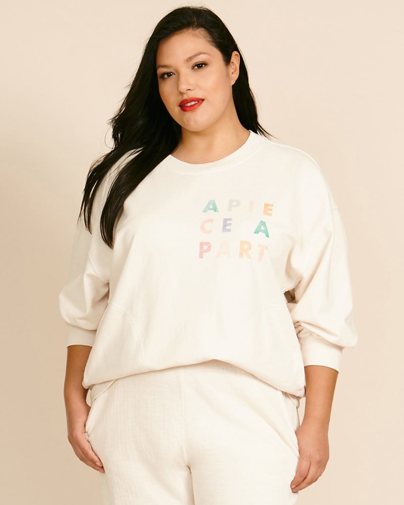 Front of a model wearing a size 2XL AA Crew in Cream by Apiece Apart. | dia_product_style_image_id:219067